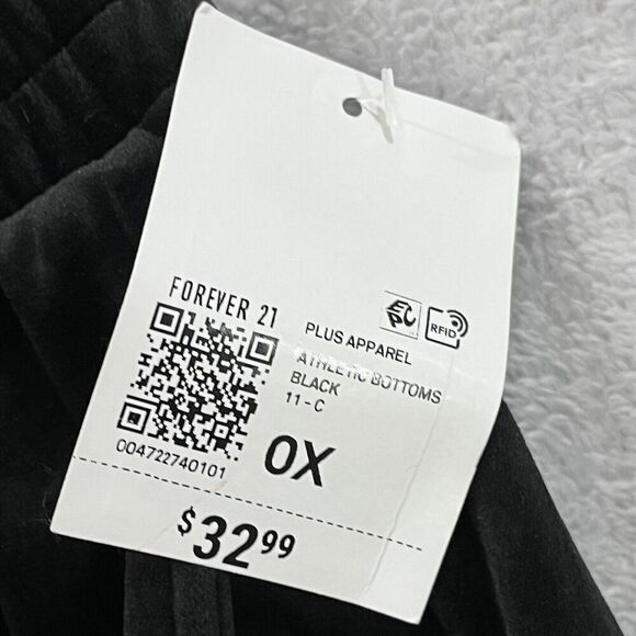 Forever 21 Wide Leg Velvet Pants 0X Plus High Rise Baggy NWT Black WOmens - Picture 3 of 12